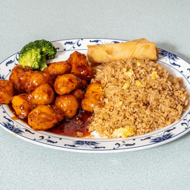 Lunch Plate - General Tso's chicken.