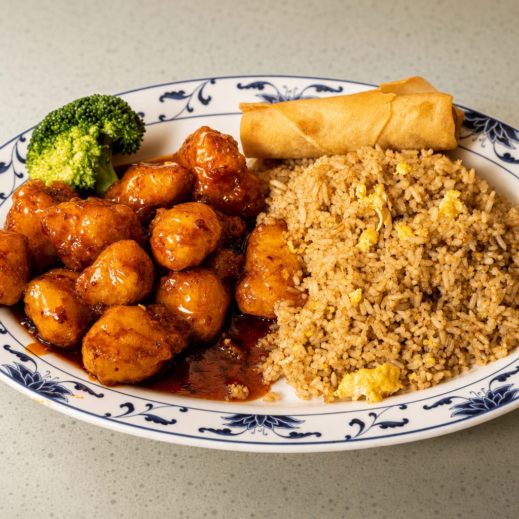 Lunch Plate - General Tso's chicken.