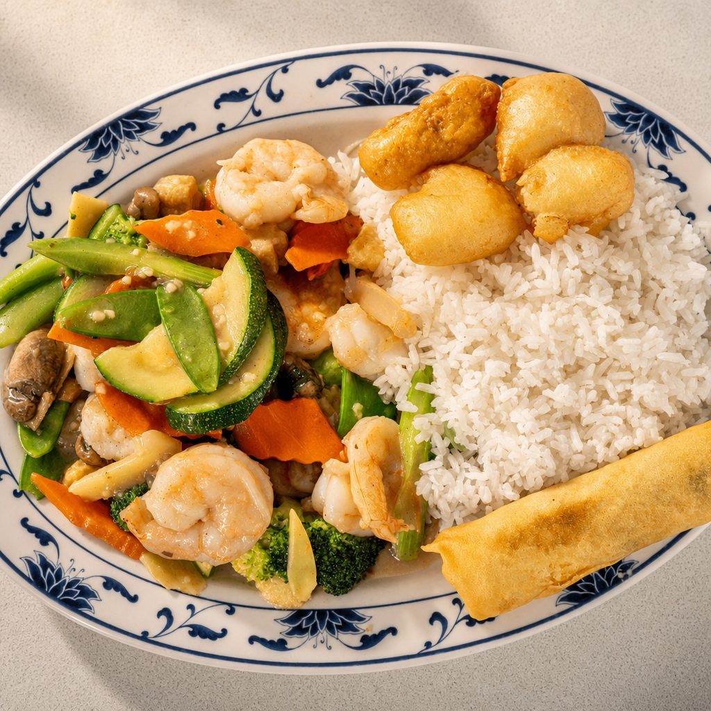 Lunch Plate - Shrimp with Vegetables.