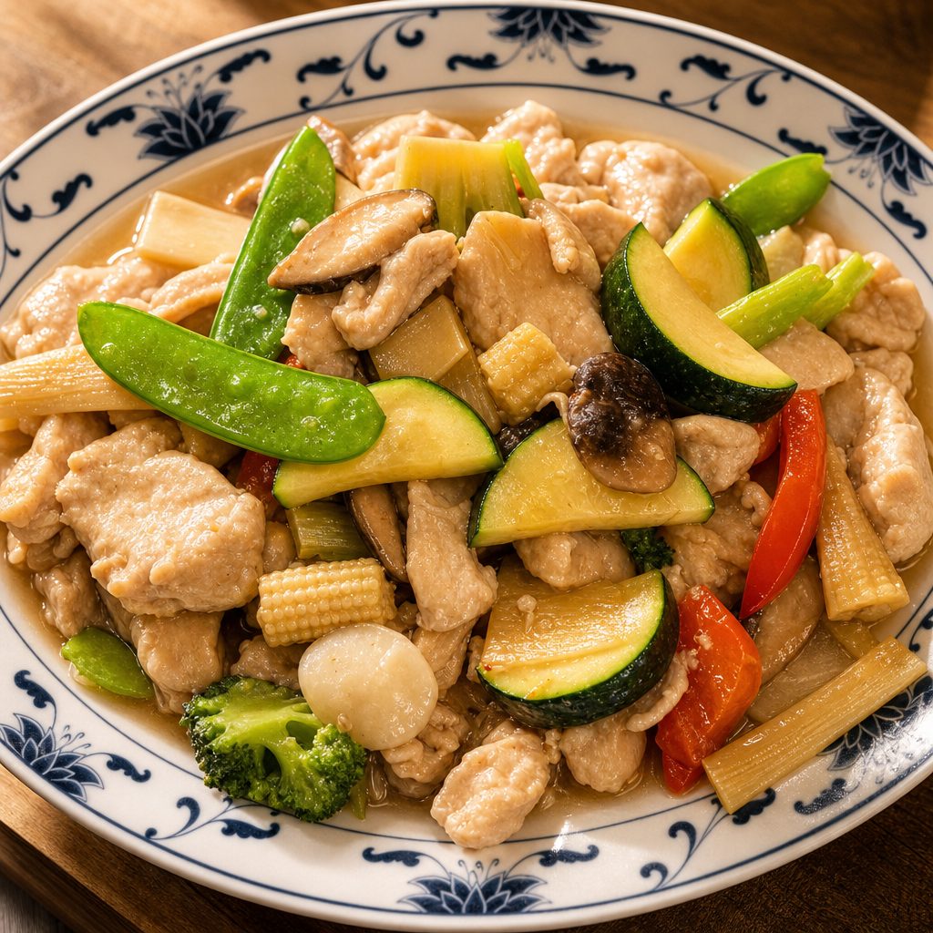 Chicken & Shrimp with Vegetables.