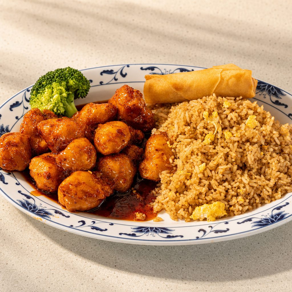 Combo Plate - General Tzao Chicken.