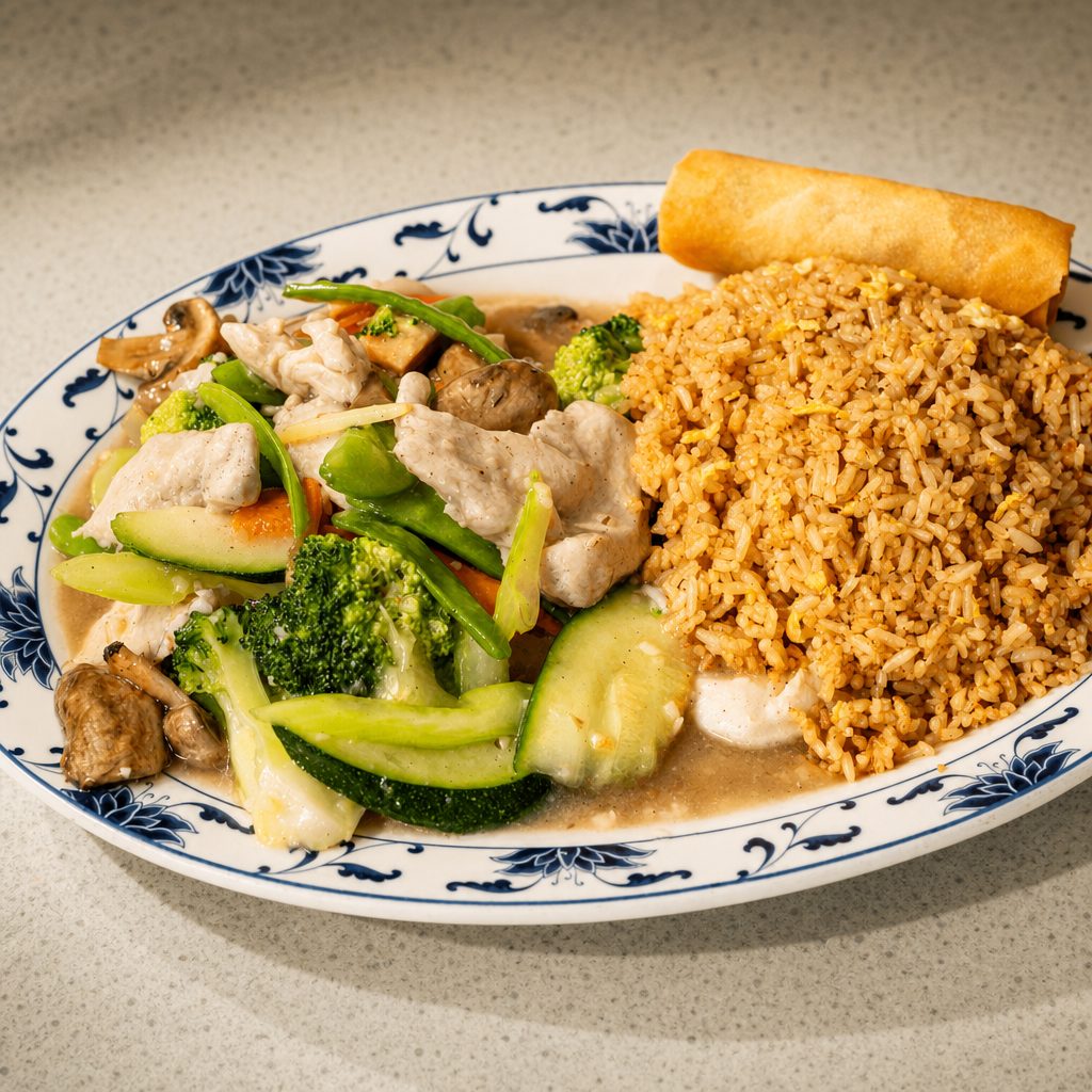 Lunch Plate - Moo Goo Gai Pan (Chicken Vegetables).